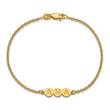 Gold Plated Sterling Silver/Gold 3 Letter Bubble Bracelet