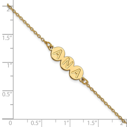 Gold Plated Sterling Silver/Gold 3 Letter Bubble Bracelet