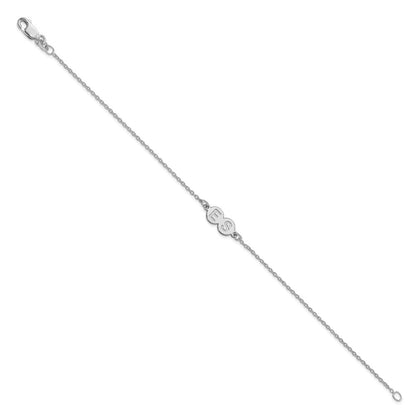 Sterling Silver Silver/Rhodium Plated 2 Letter Bubble Bracelet
