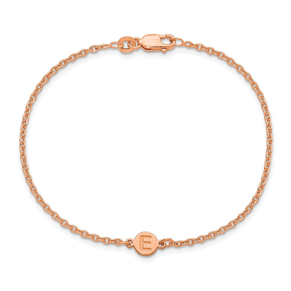 Rose Plated Sterling Silver/Rose 1 Letter Bubble Bracelet