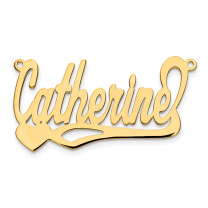 Gold Plated Sterling Silver/Gold Polished Heart Name Plate
