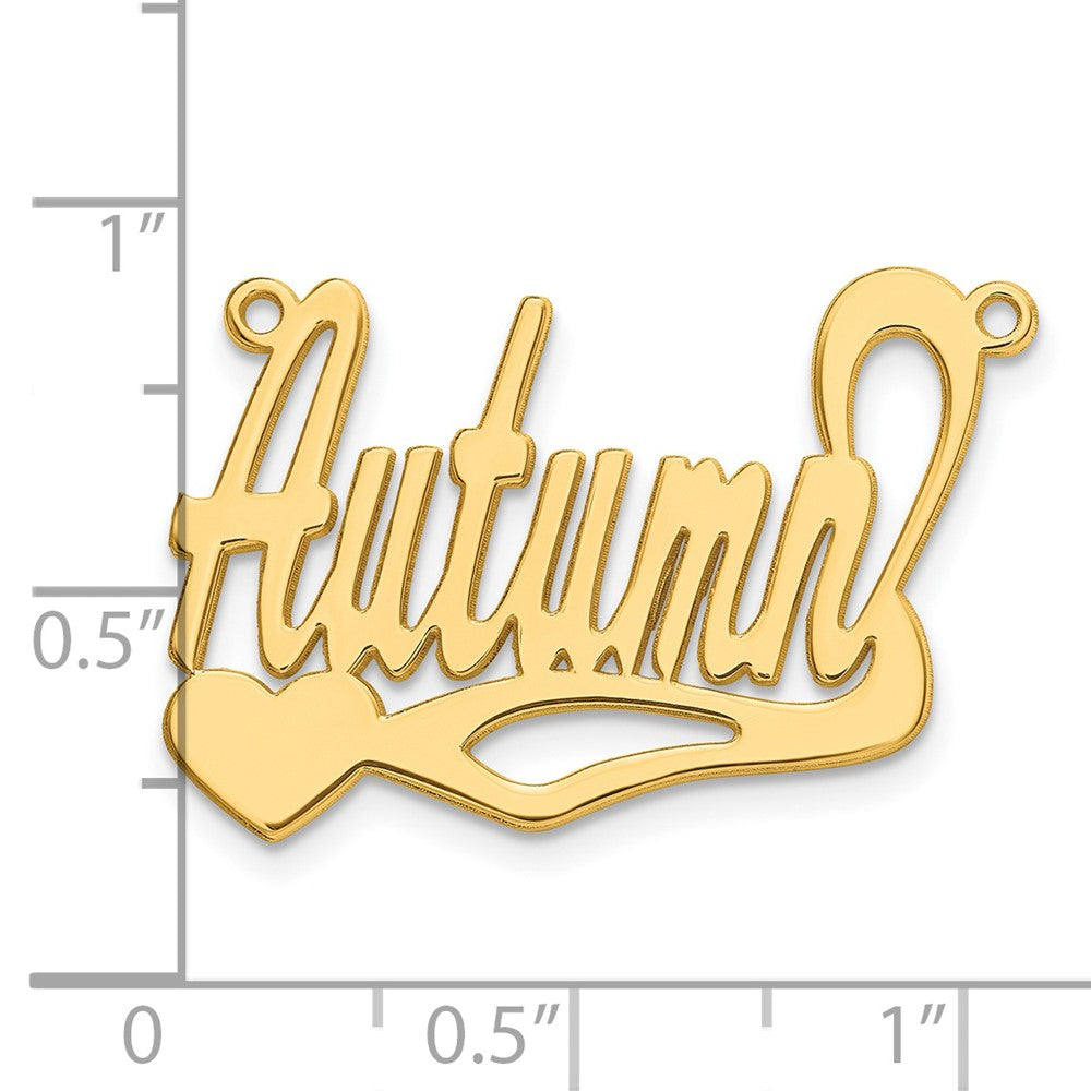 Gold Plated Sterling Silver/Gold Polished Heart Name Plate