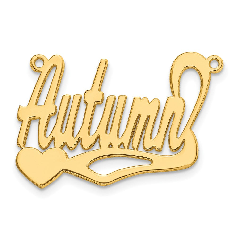 Gold Plated Sterling Silver/Gold Polished Heart Name Plate