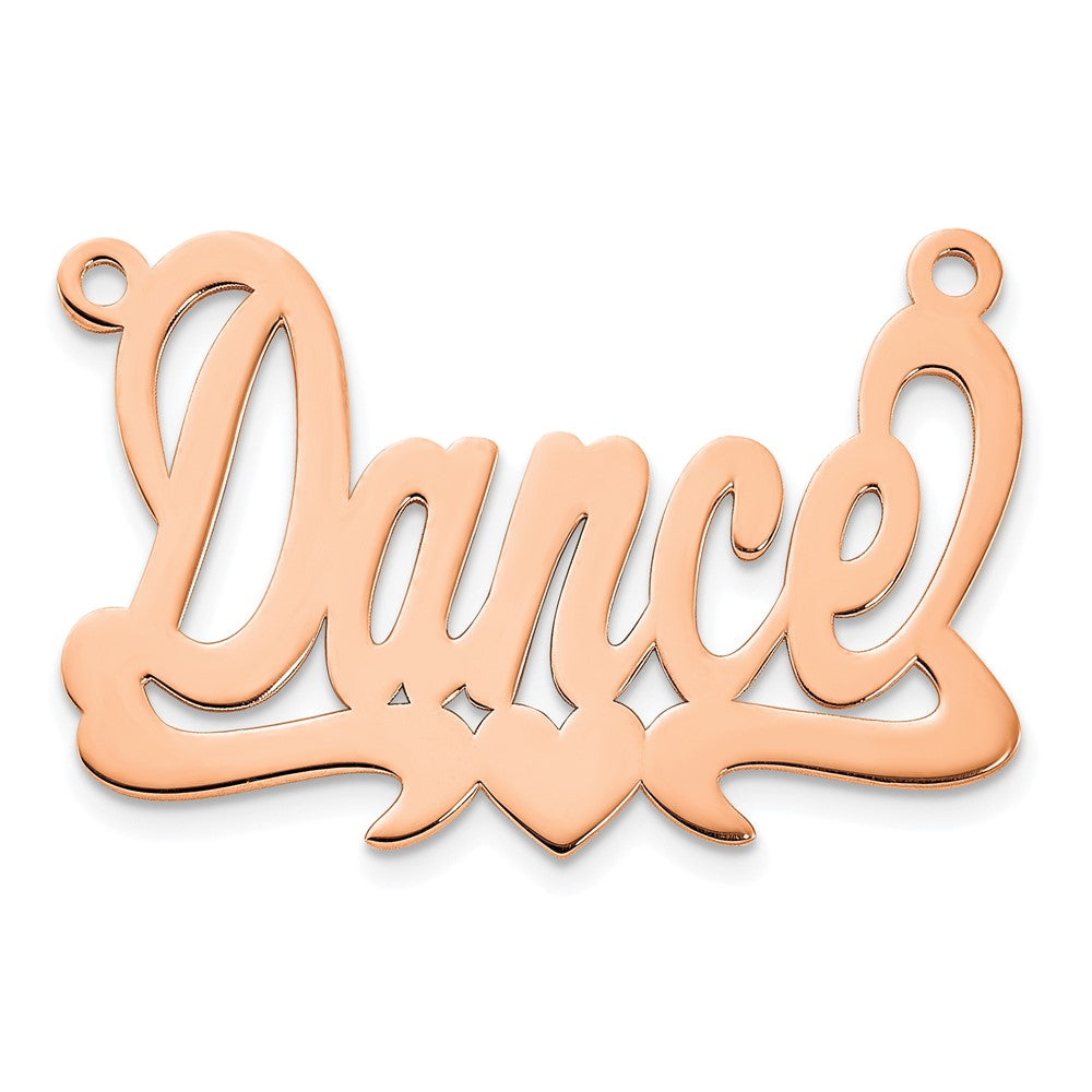 Rose Plated Sterling Silver/Rose Polished Heart Name Plate