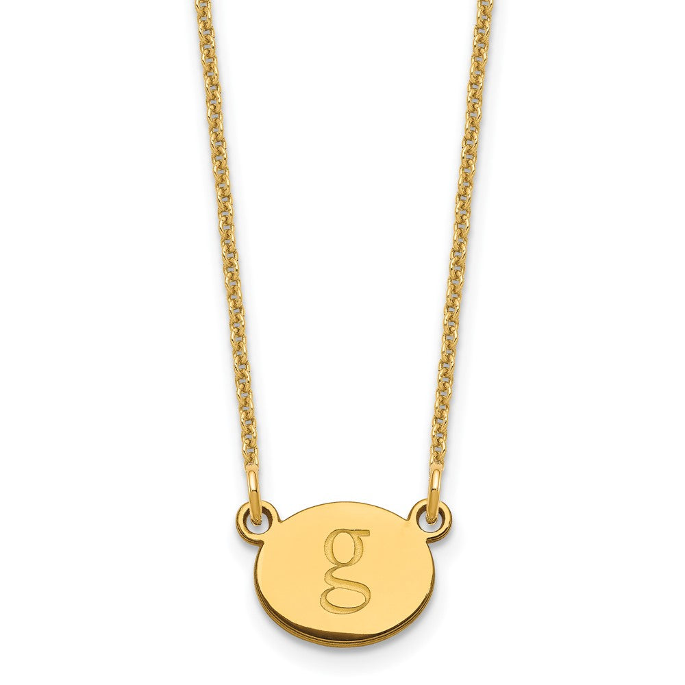 14K Yellow Gold Oval Initial Necklace