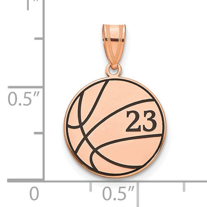 Rose Plated Sterling Silver/Rose Basketball Epoxy Pendant