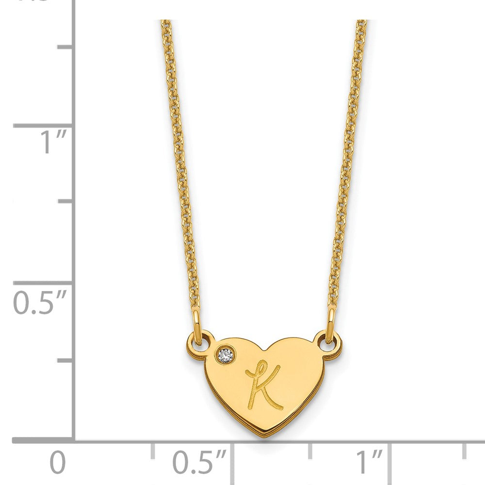 14K Yellow Gold Initial Heart With Diamond Necklace