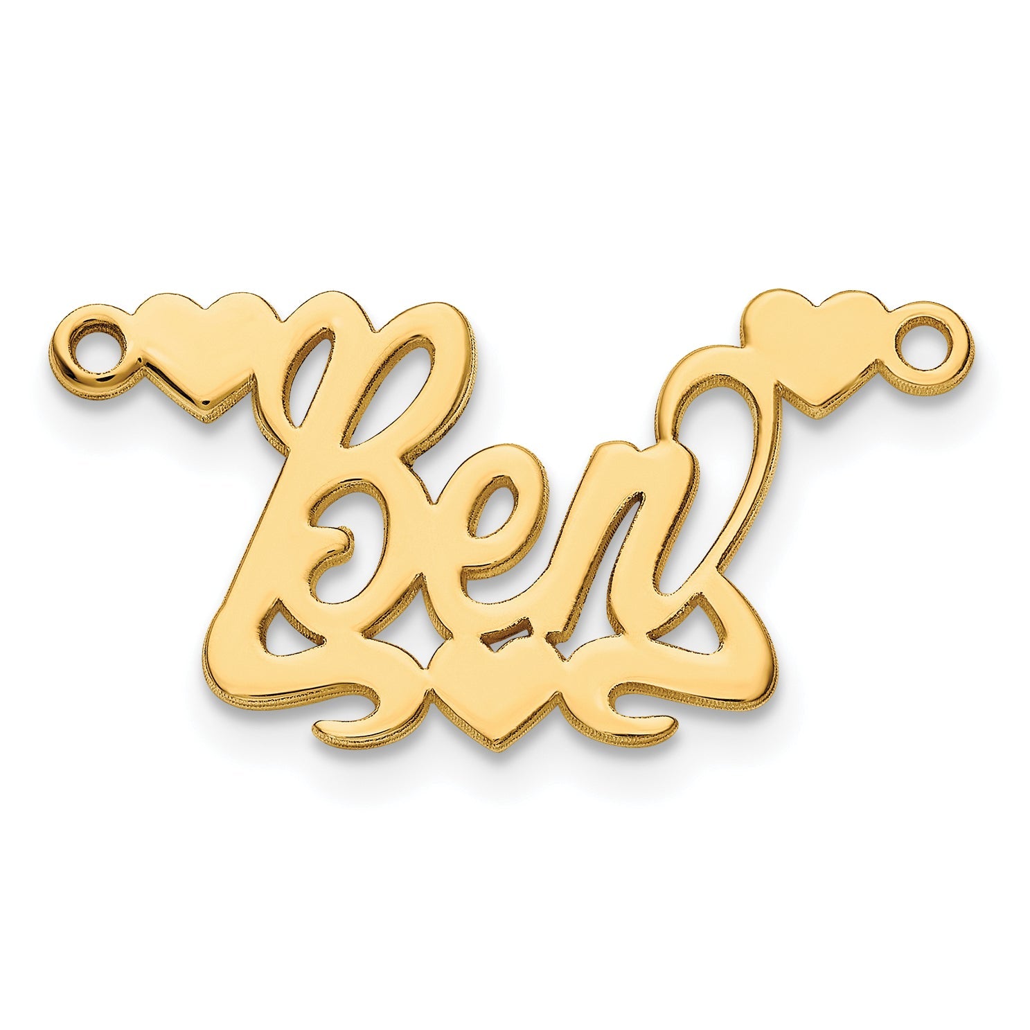 Gold Plated Sterling Silver/Gold Polished Hearts Name Plate