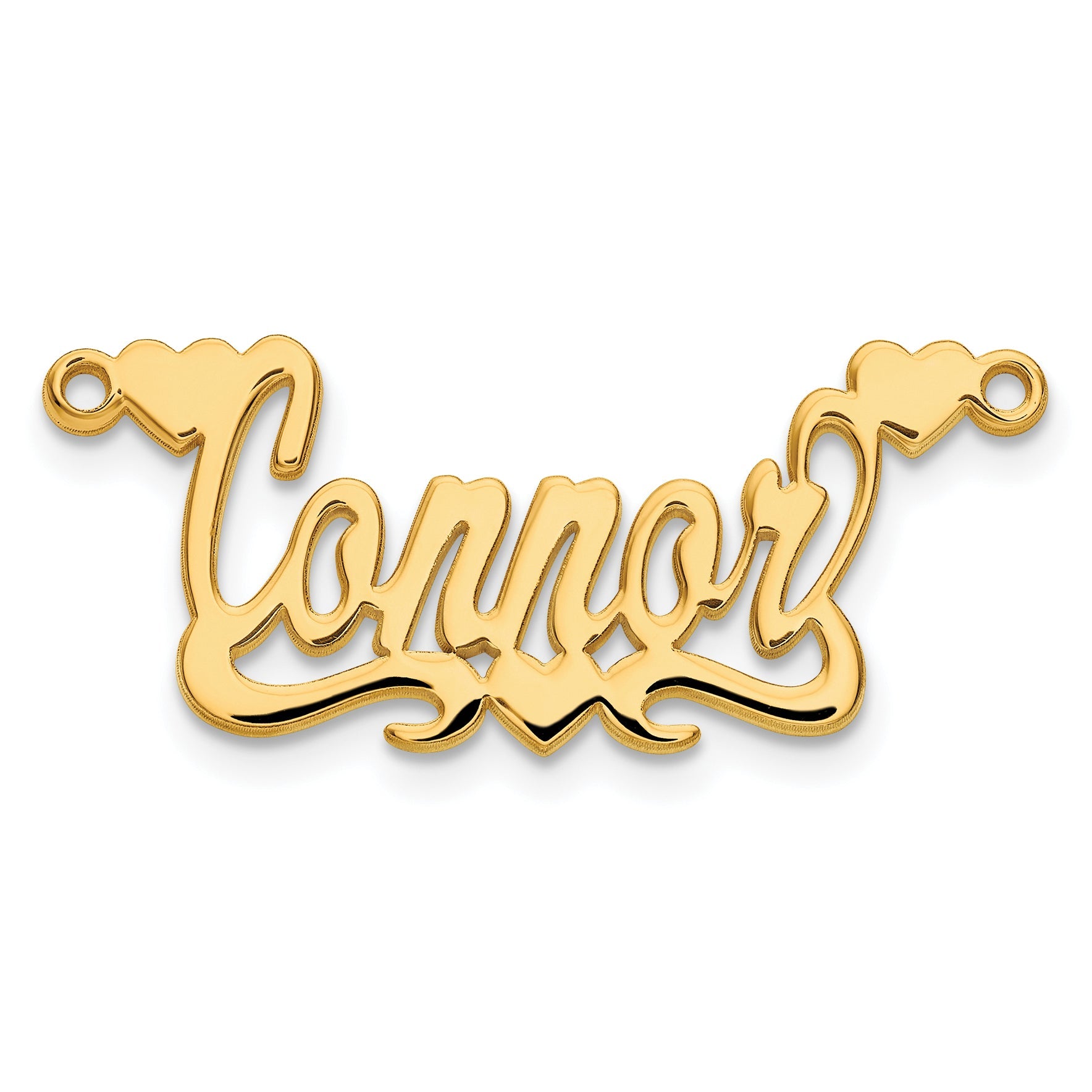 Gold Plated Sterling Silver/Gold Polished Hearts Name Plate