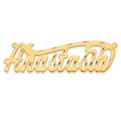 Gold Plated Sterling Silver/Gold Diamond Cut Name Plate