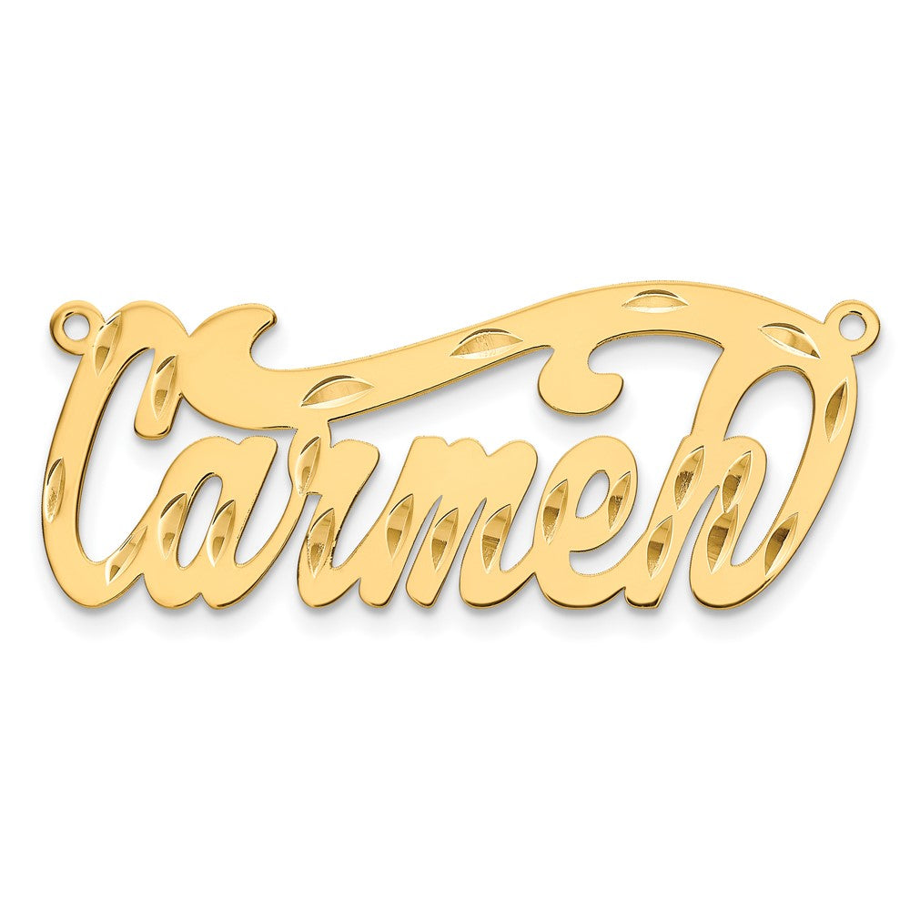 Gold Plated Sterling Silver/Gold Diamond Cut Name Plate