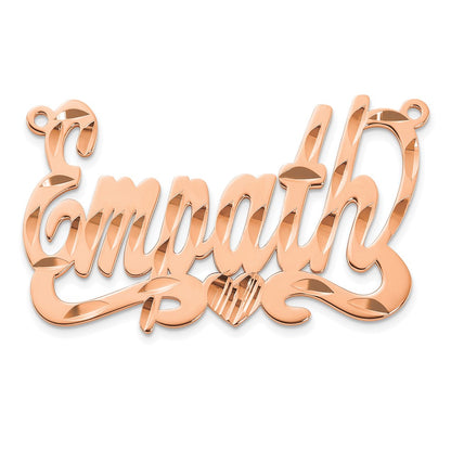 14K Rose Gold Diamond Cut Heart Name Plate
