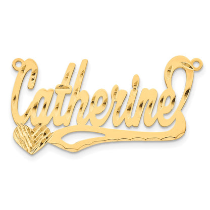 Gold Plated Sterling Silver/Gold Diamond Cut Heart Name Plate