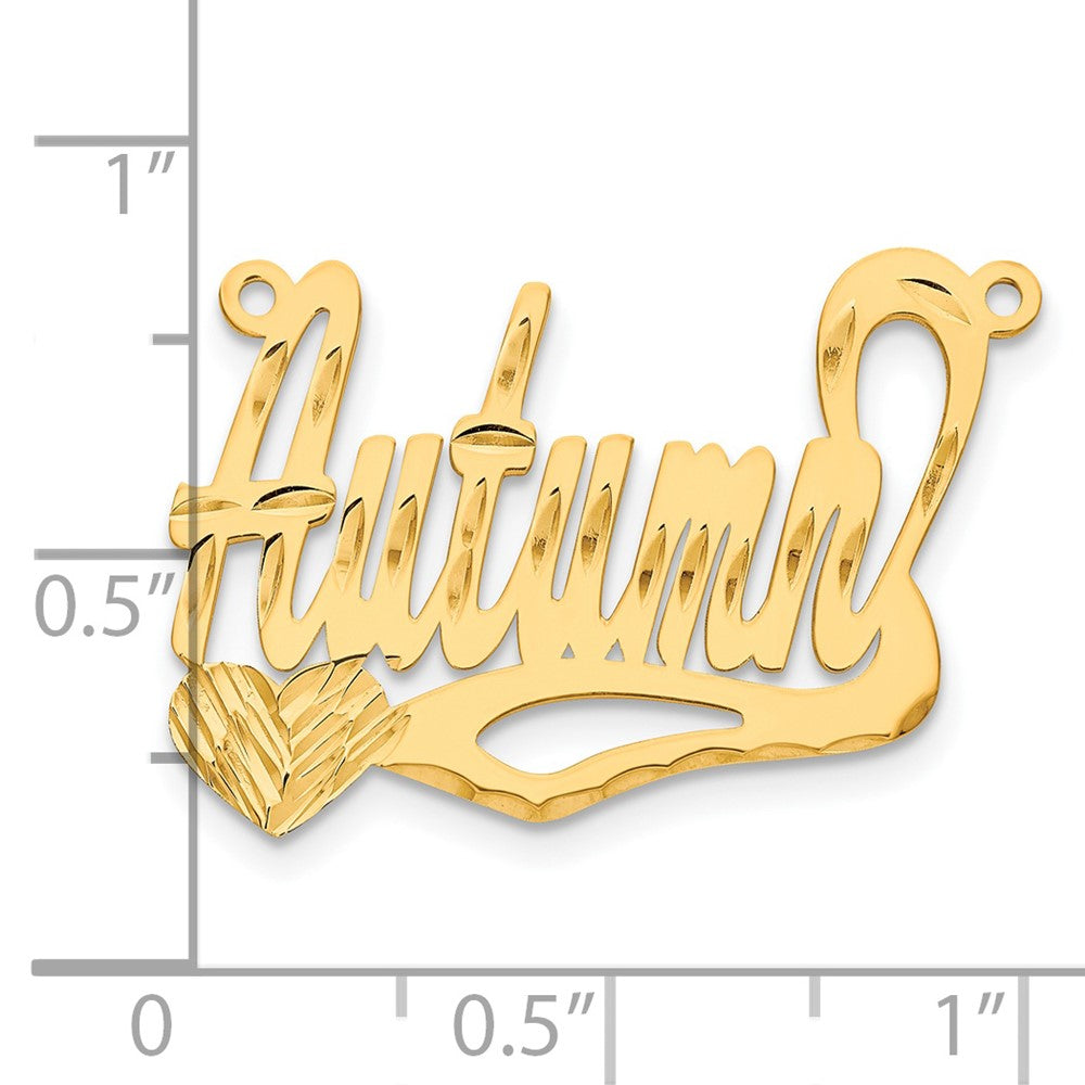 Gold Plated Sterling Silver/Gold Diamond Cut Heart Name Plate