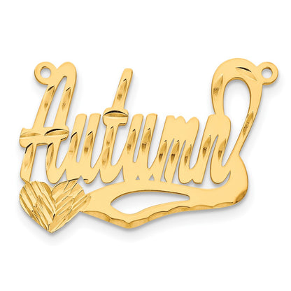 Gold Plated Sterling Silver/Gold Diamond Cut Heart Name Plate