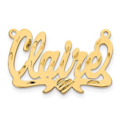 14K Yellow Gold Diamond Cut Heart Name Plate