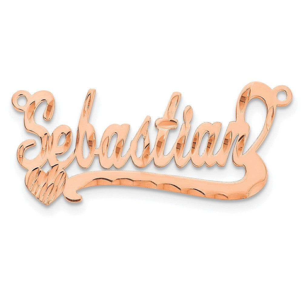 Rose Plated Sterling Silver/Rose Diamond Cut Heart Name Plate