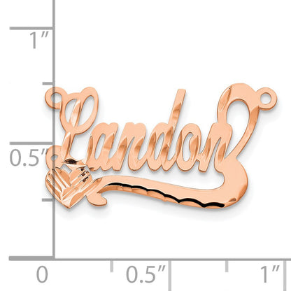 Rose Plated Sterling Silver/Rose Diamond Cut Heart Name Plate