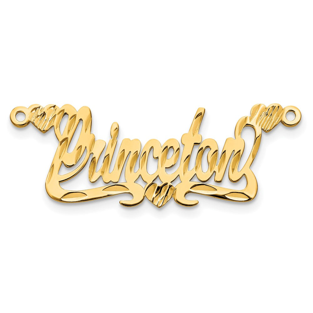 Gold Plated Sterling Silver/Gold Diamond Cut Hearts Name Plate