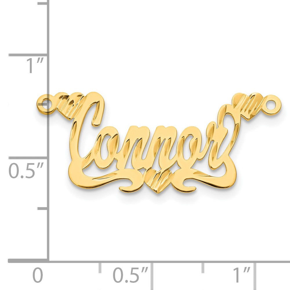Gold Plated Sterling Silver/Gold Diamond Cut Hearts Name Plate