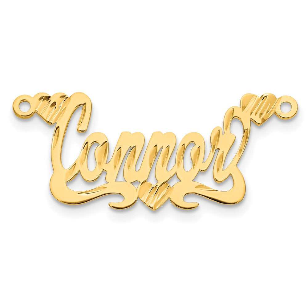 Gold Plated Sterling Silver/Gold Diamond Cut Hearts Name Plate