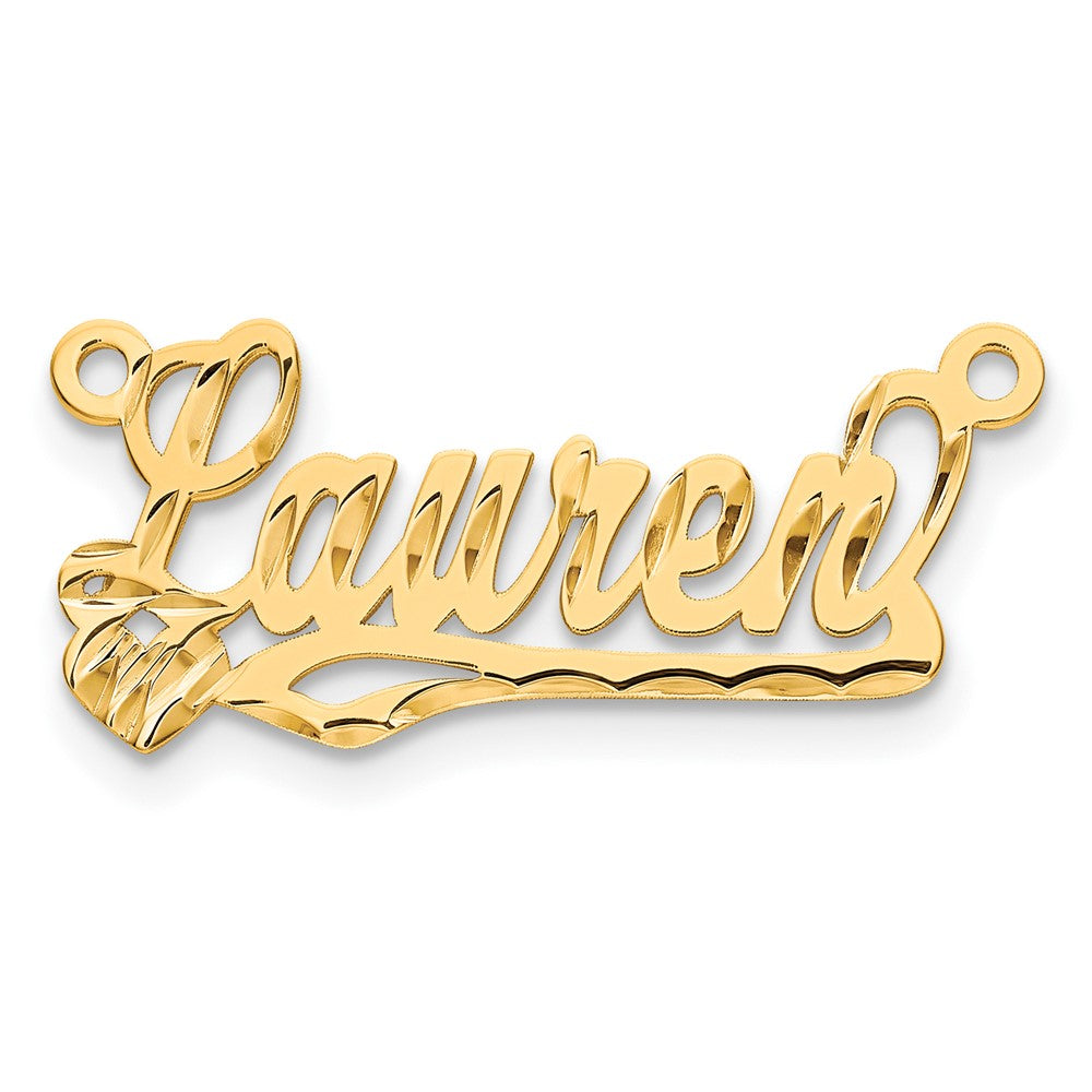 Gold Plated Sterling Silver/Gold Diamond Cut Heart Name Plate
