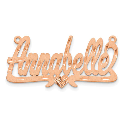 14K Rose Gold Satin Diamond Cut Heart Name Plate