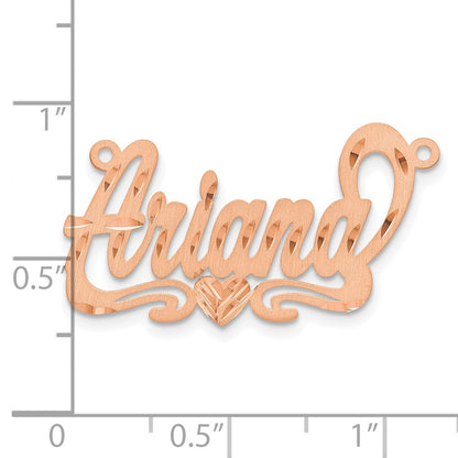 14K Rose Gold Satin Diamond Cut Heart Name Plate