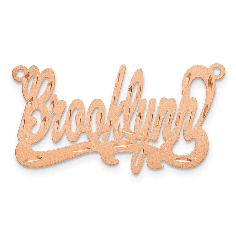 Rose Plated Sterling Silver/Rose Satin Diamond Cut Name Plate