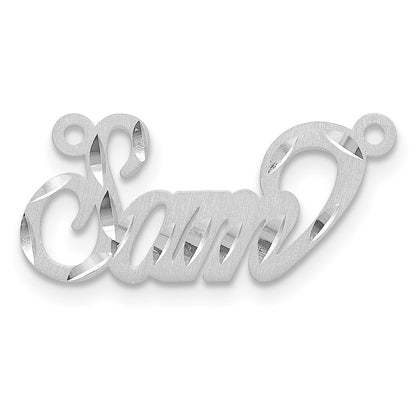 Sterling Silver Silver/Rhodium Plated Satin Diamond Cut Name Plate