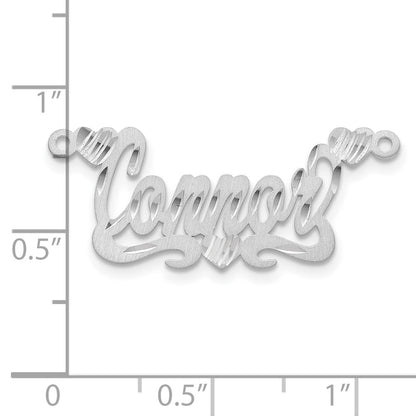 Sterling Silver Silver/Rhod Plated Satin Diamond Cut Hearts Name Plate