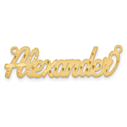 Gold Plated Sterling Silver/Gold Satin Diamond Cut Name Plate