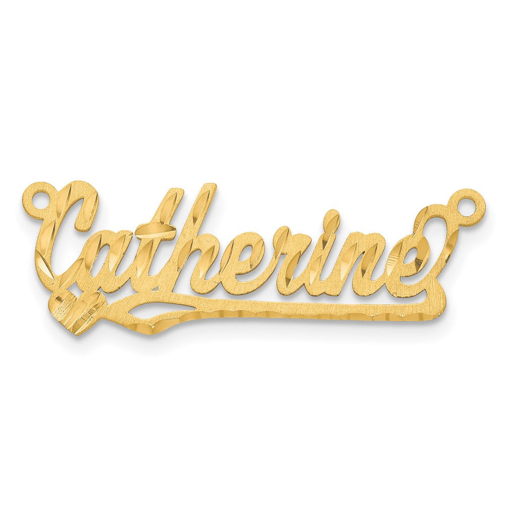 14K Yellow Gold Satin Diamond Cut Heart Name Plate