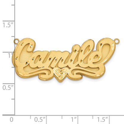 Gold Plated 3D Satin Diamond Cut Heart Name Plate