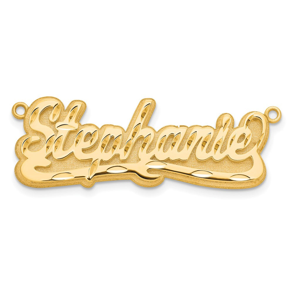Gold Plated Sterling Silver/Gold 3D Diamond Cut Name Plate