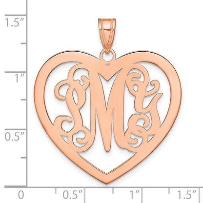 Rose Plated Sterling Silver/Rose Large Monogram Heart Pendant