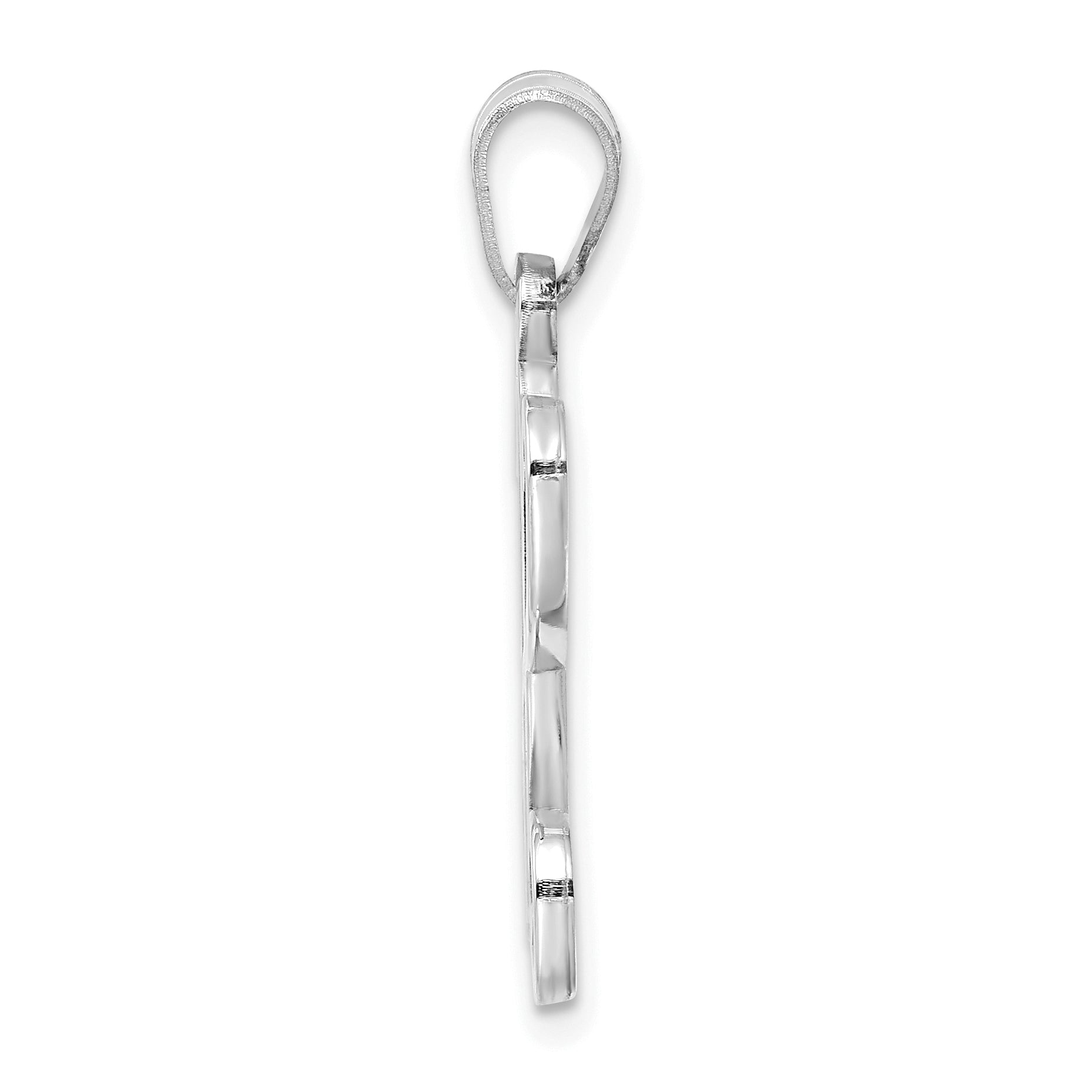 Sterling Silver Rhodium Plated Casted High Polished Initial Letter A Pendant