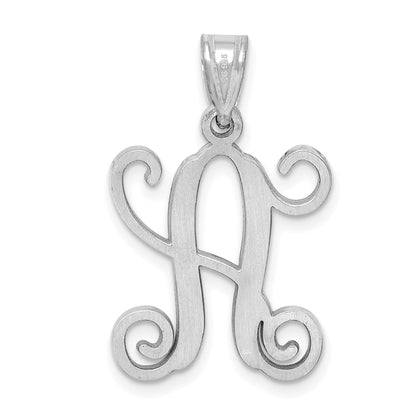 Sterling Silver Rhodium Plated Casted High Polished Initial Letter A Pendant