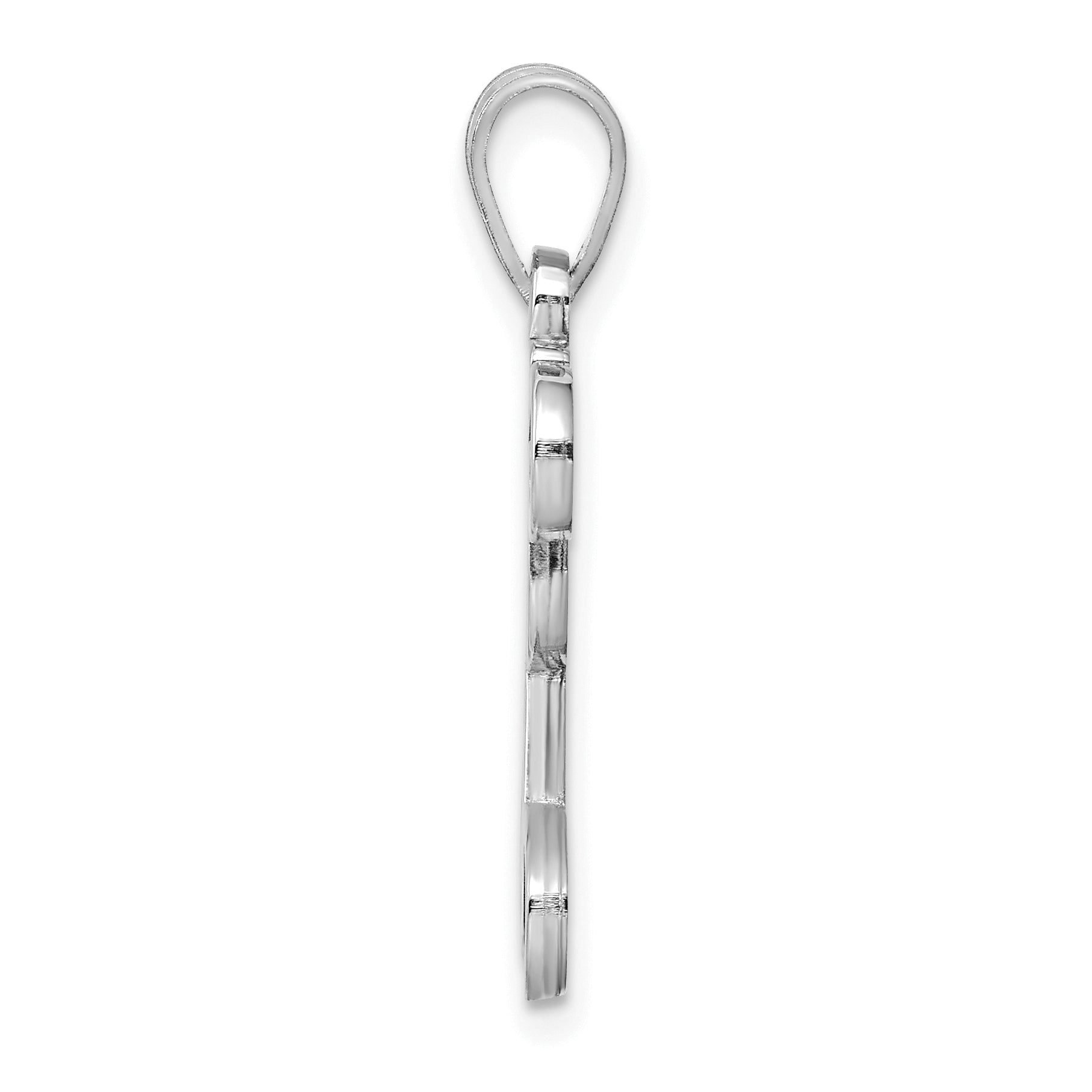 Sterling Silver Rhodium Plated Letter I Initial Pendant
