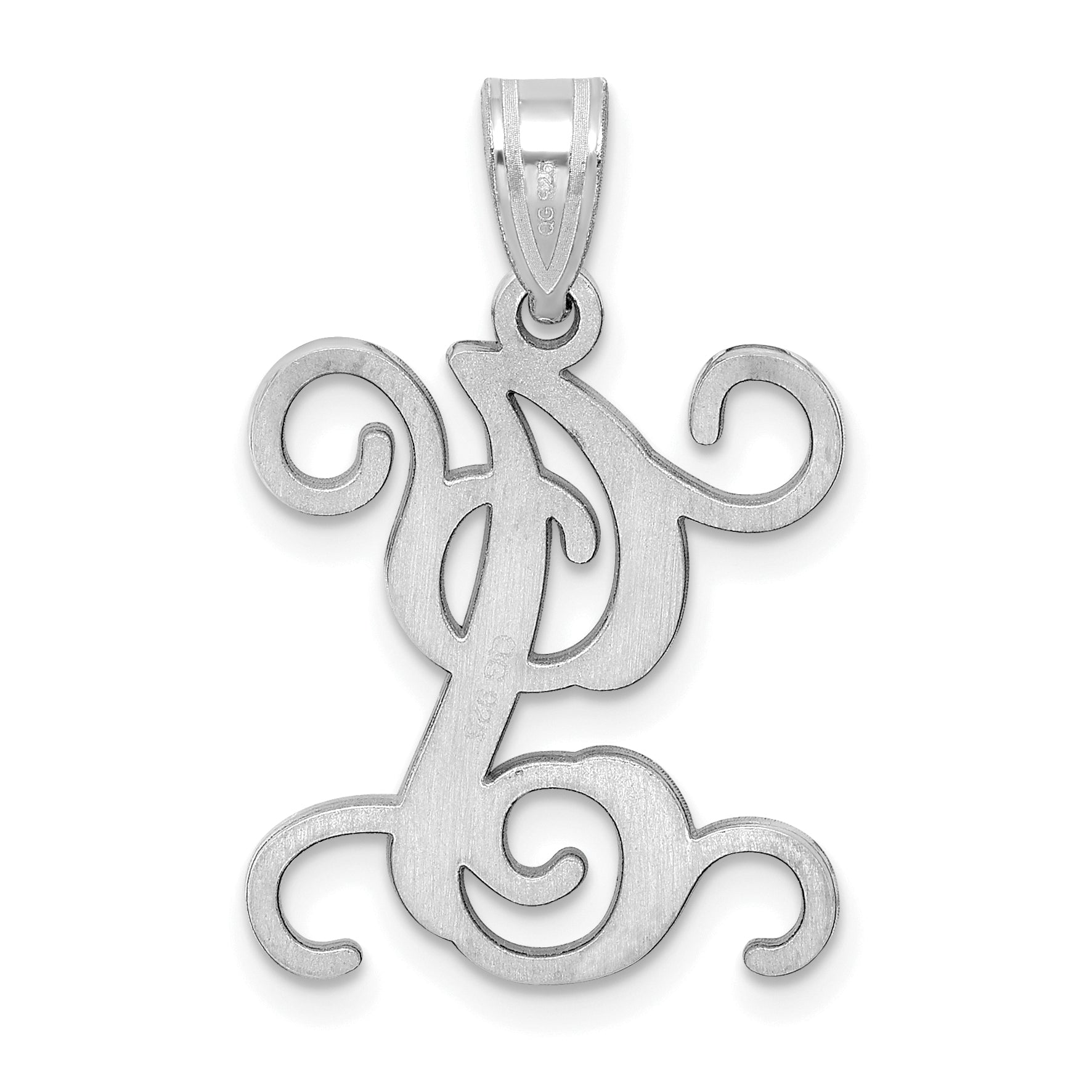 Sterling Silver Rhodium Plated Letter I Initial Pendant