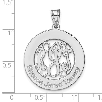 14K White Gold Round Family Monogram Pendant