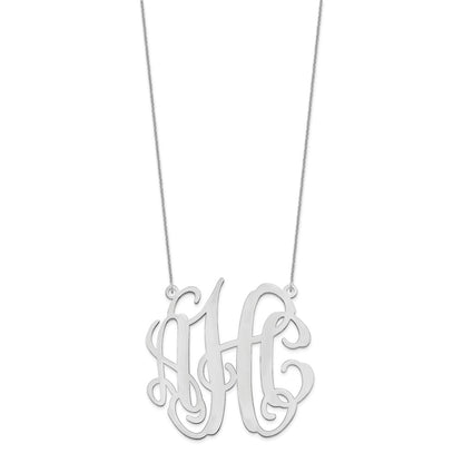 14K White Gold Large Monogram Necklace