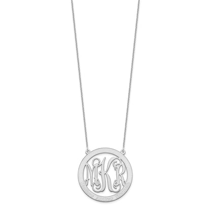 14K White Gold Large Family Monogram Necklace