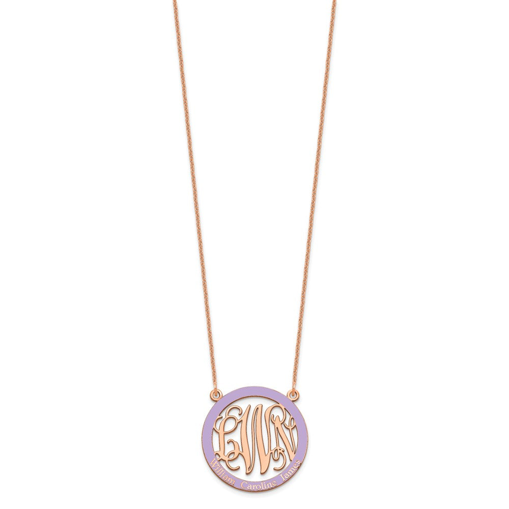 14K Rose Gold Small Family Monogram Epoxy Necklace
