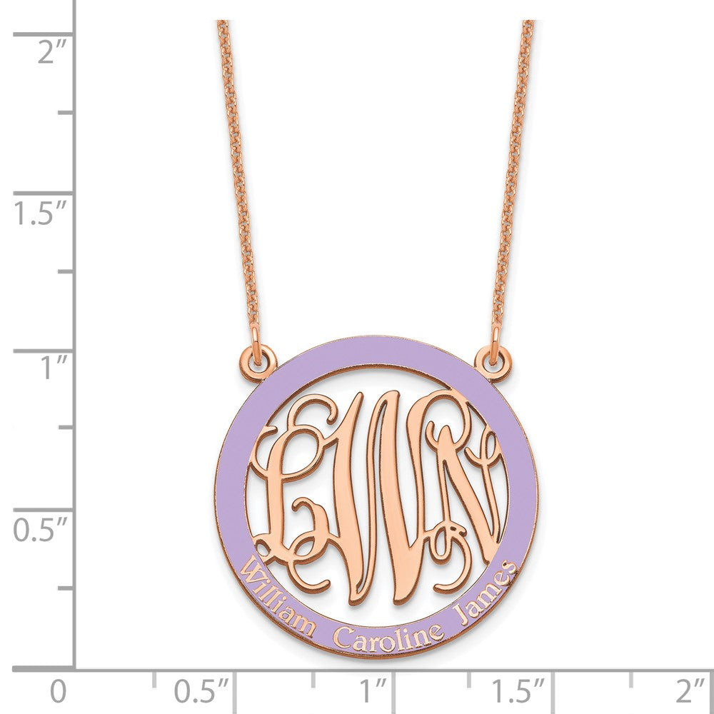 14K Rose Gold Small Family Monogram Epoxy Necklace