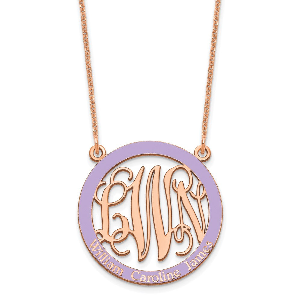 14K Rose Gold Small Family Monogram Epoxy Necklace