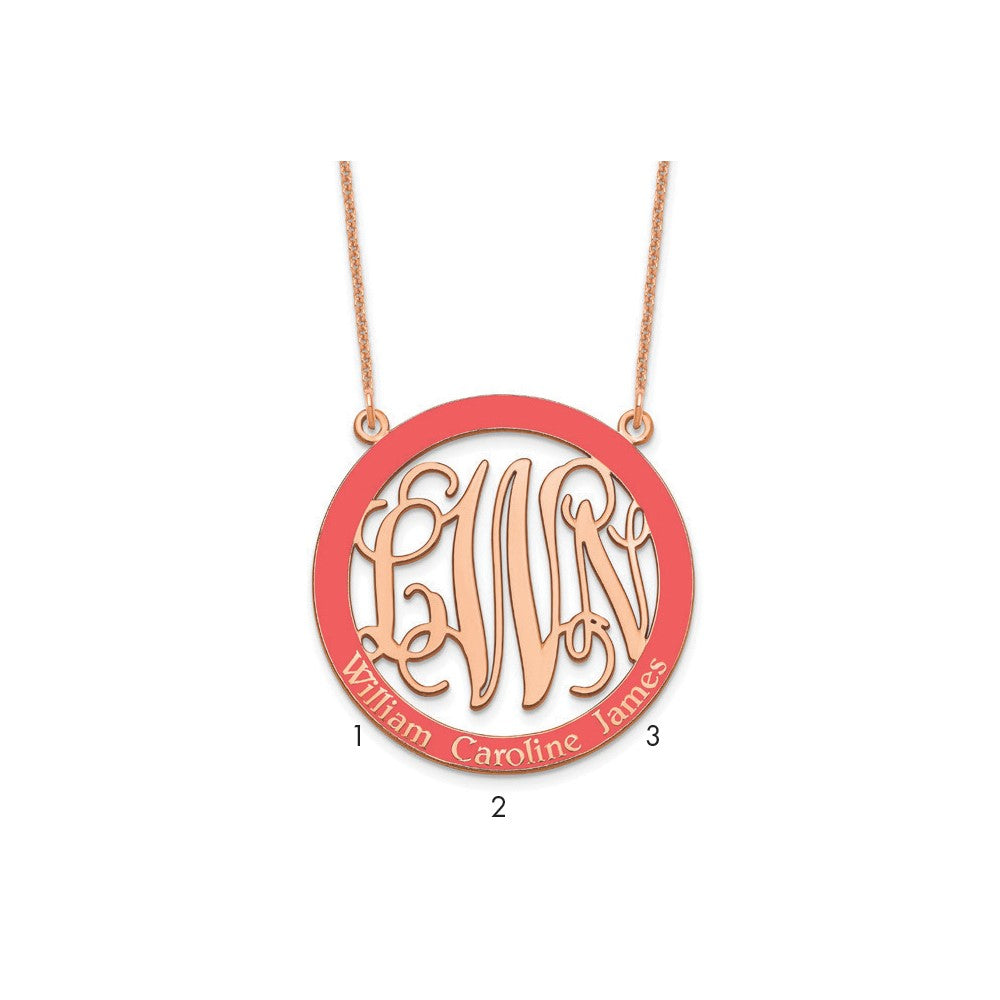 14K Rose Gold Large Family Monogram Epoxy Necklace