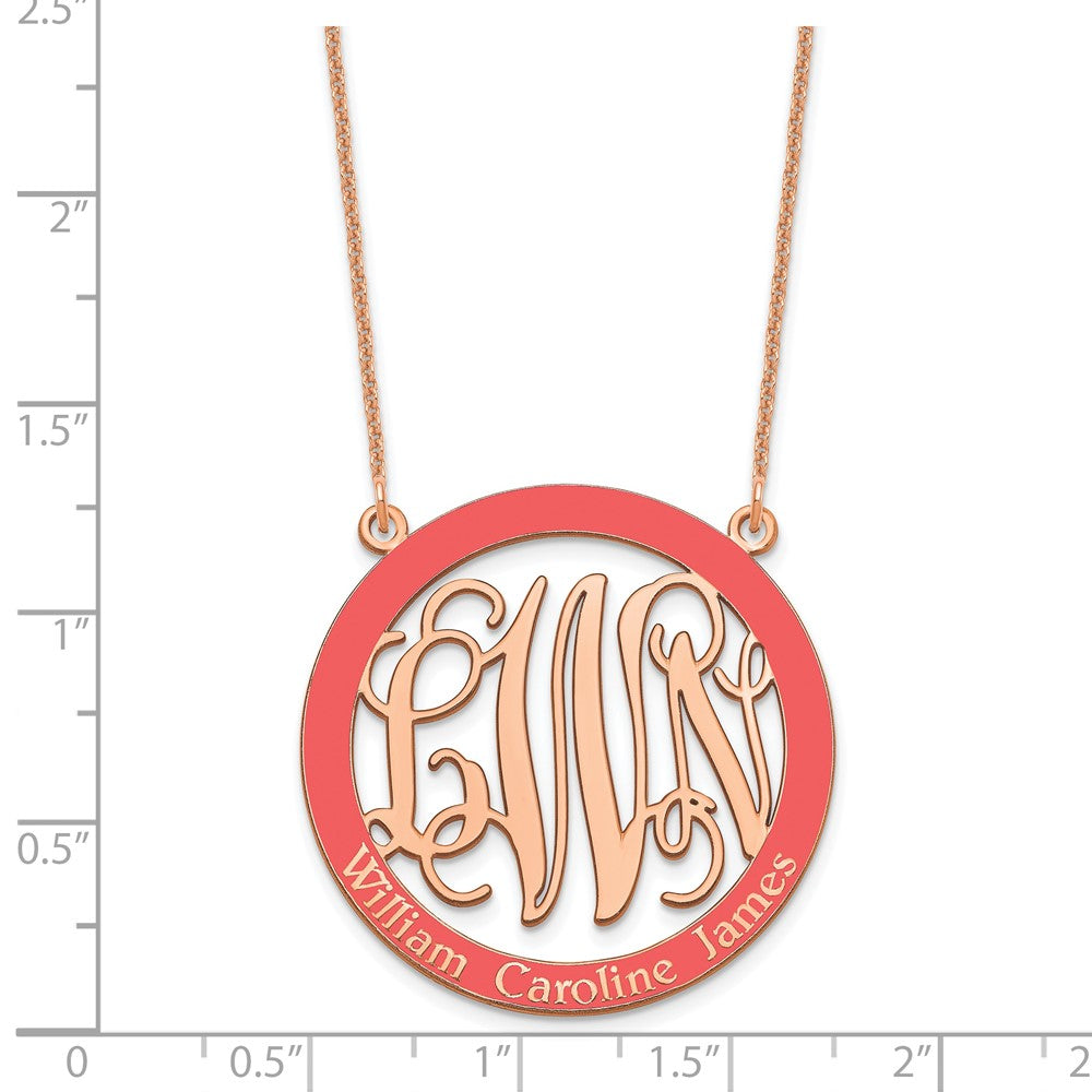 14K Rose Gold Large Family Monogram Epoxy Necklace