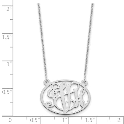14K White Gold Oval Monogram Necklace