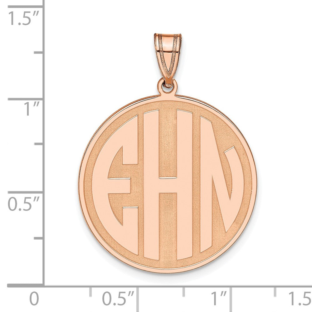 Rose Plated Sterling Silver/Rose Round Block Letter Monogram Pendant